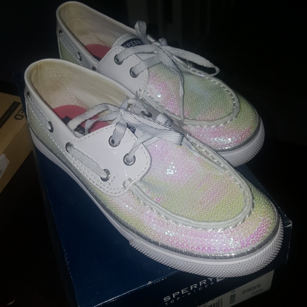 White Iridescent Sperry Top-Siders
